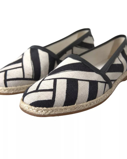 Dolce & Gabbana Black White Stripes Slip On Espadrille Shoes