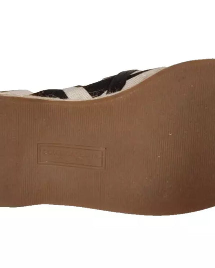 Dolce & Gabbana Black White Stripes Slip On Espadrille Shoes