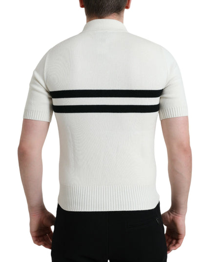 Dolce & Gabbana White DG Logo Collared Henley Shirt T-shirt