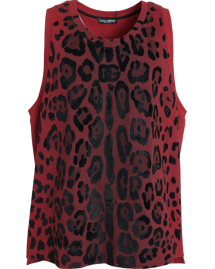 Dolce & Gabbana Red Leopard Print Sleeveless Tank T-shirt
