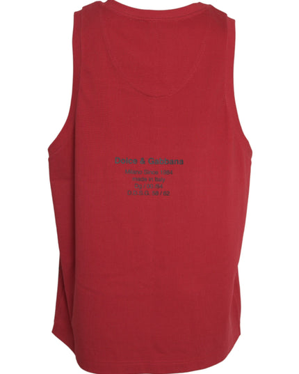 Dolce & Gabbana Red Leopard Print Sleeveless Tank T-shirt