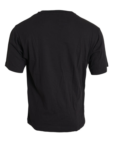 Dolce & Gabbana Black Printed Pocket Cotton Crewneck T-shirt