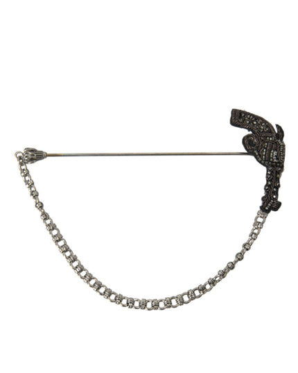 Dolce & Gabbana Brass Copper Silk Revolver Gun Men Brooch Lapel Pin