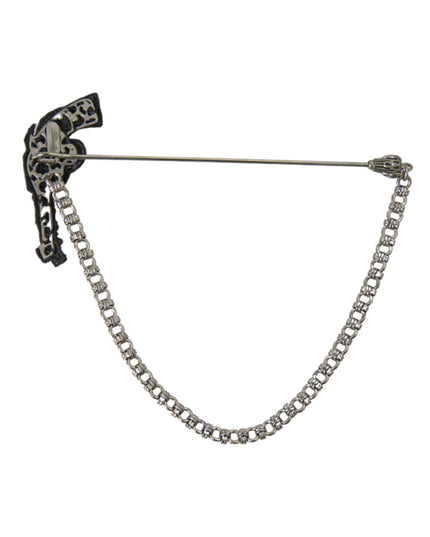Dolce & Gabbana Brass Copper Silk Revolver Gun Men Brooch Lapel Pin