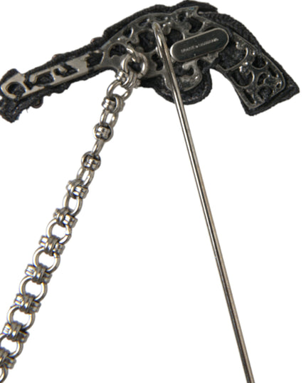 Dolce & Gabbana Brass Copper Silk Revolver Gun Men Brooch Lapel Pin