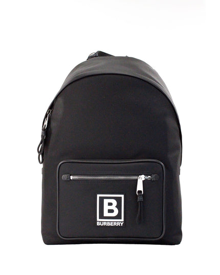 Burberry Abbeydale Branded Stamp Black Nylon Backpack Shoulder Bookbag