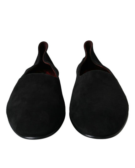 Dolce & Gabbana Black Suede Loafers Formal Dress Slip On Shoes