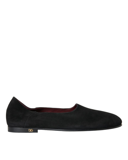 Dolce & Gabbana Black Suede Loafers Formal Dress Slip On Shoes
