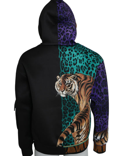 Dolce & Gabbana Multicolor Tiger Hooded Sweatshirt Sweater