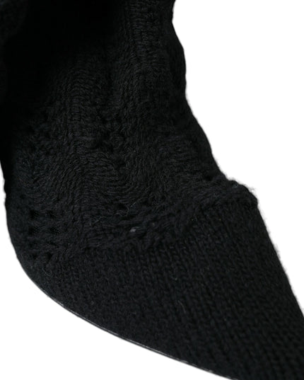 Dolce & Gabbana Black Stiletto Heels Mid Calf Boots Shoes