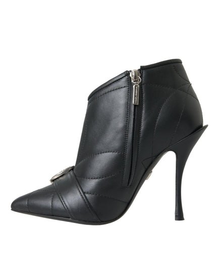 Dolce & Gabbana Black Devotion Quilted Buckled Boots Shoes