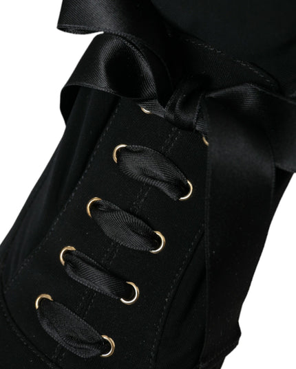 Dolce & Gabbana Black Stiletto Heels Mid Calf Boots Shoes