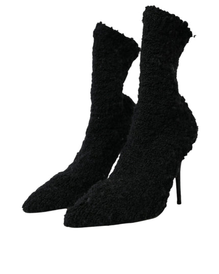 Dolce & Gabbana Black Stiletto Heels Mid Calf Boots Shoes