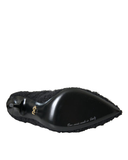 Dolce & Gabbana Black Stiletto Heels Mid Calf Boots Shoes