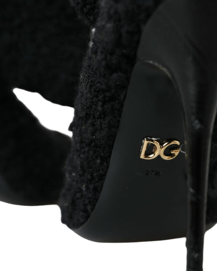 Dolce & Gabbana Black Stiletto Heels Mid Calf Boots Shoes