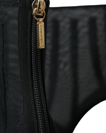 Dolce & Gabbana Black Mesh Stiletto Heels Ankle Boots Shoes