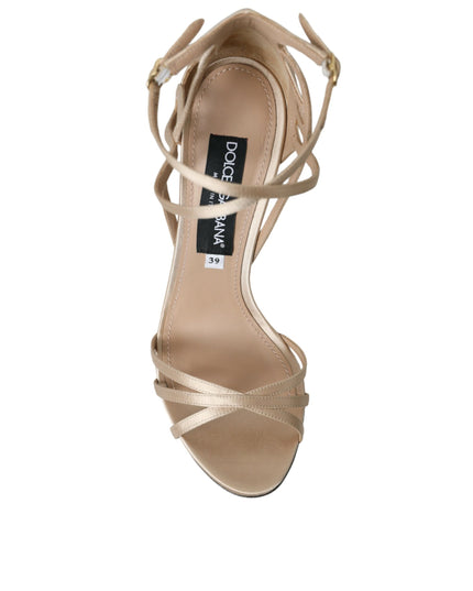 Dolce & Gabbana Beige Leather Strappy Heels Sandals Shoes