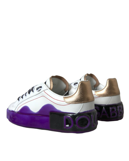 Dolce & Gabbana White Leather Portofino Low Top Sneakers Shoes