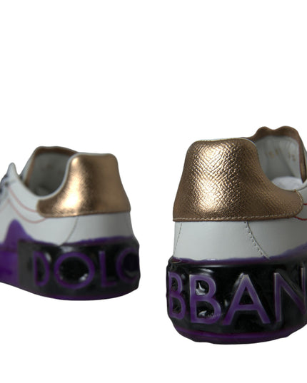 Dolce & Gabbana White Leather Portofino Low Top Sneakers Shoes
