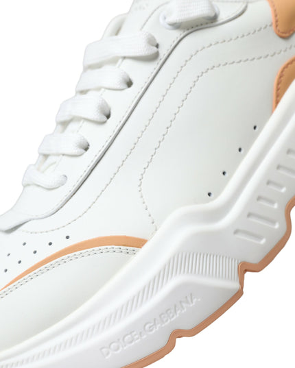 Dolce & Gabbana White Peach DAYMASTER Leather Sneakers Shoes