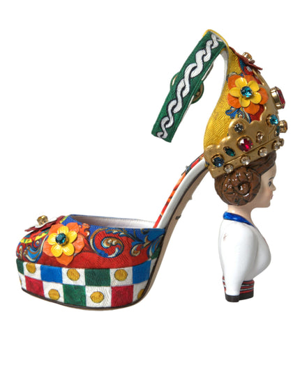 Dolce & Gabbana Multicolor Carretto Embellished Sandals Shoes