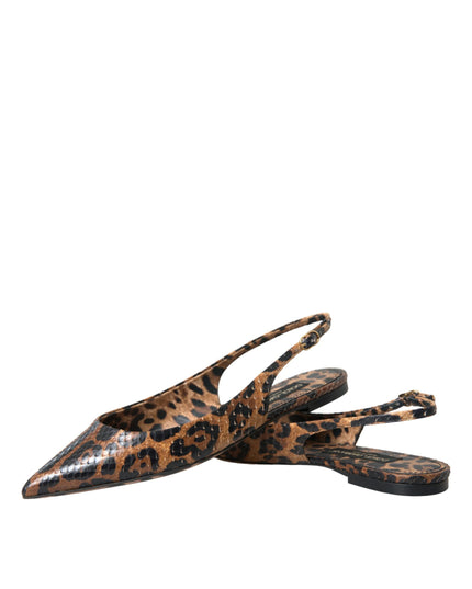 Dolce & Gabbana Brown Leopard Exotic Skin Slingback Shoes