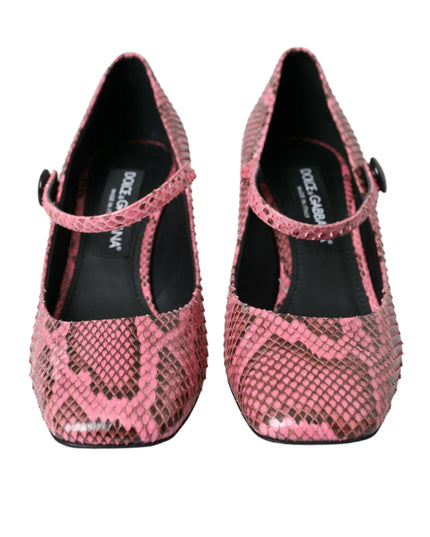 Dolce & Gabbana Pink Python Leather Mary Jane Heels Shoes