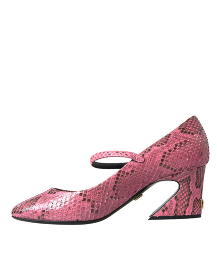 Dolce & Gabbana Pink Python Leather Mary Jane Heels Shoes