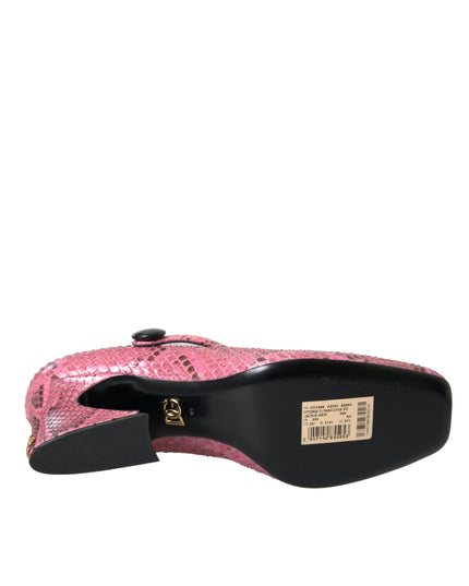 Dolce & Gabbana Pink Python Leather Mary Jane Heels Shoes