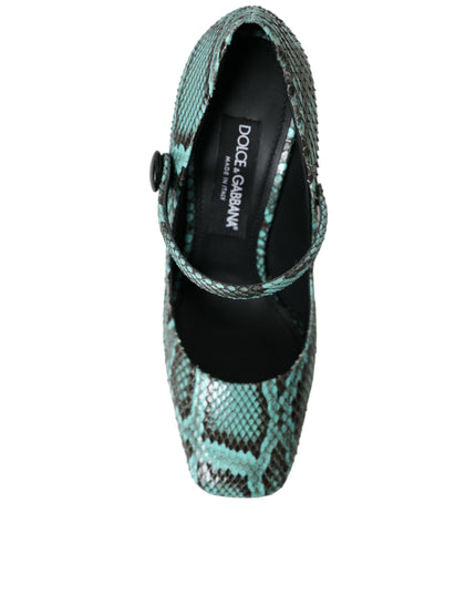 Dolce & Gabbana Aqua Python Leather Mary Jane Pumps Shoes