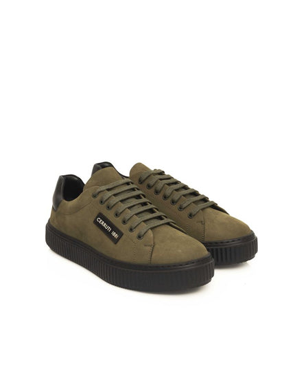 Cerruti 1881 Green Cowhide Men Sneaker