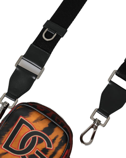 Dolce & Gabbana Multicolor Tiger Print Nylon Logo Cross Body Bag