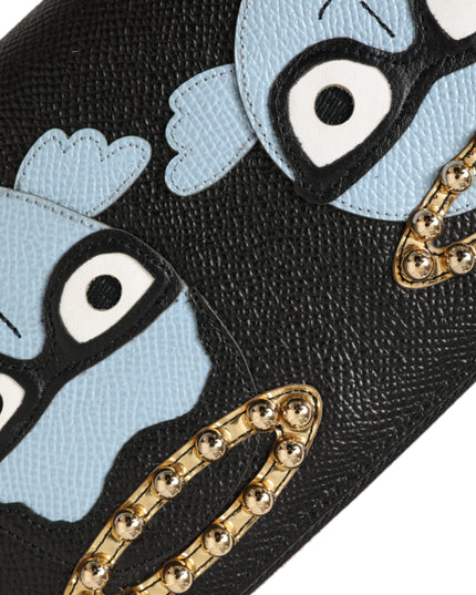 Dolce & Gabbana Black Blue Leather #DGFAMILY Zipper Continental Men Wallet