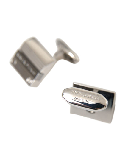 Dolce & Gabbana Silver Plated Metal Brass DG Logo Pin Cufflinks