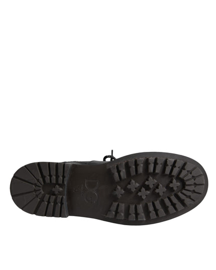 Dolce & Gabbana Black Leather Bernini Shearling Boots Shoes