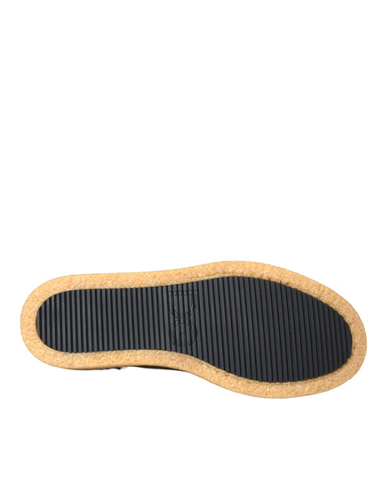 Dolce & Gabbana Brown Black Fur Leather Loafers Men Shoes