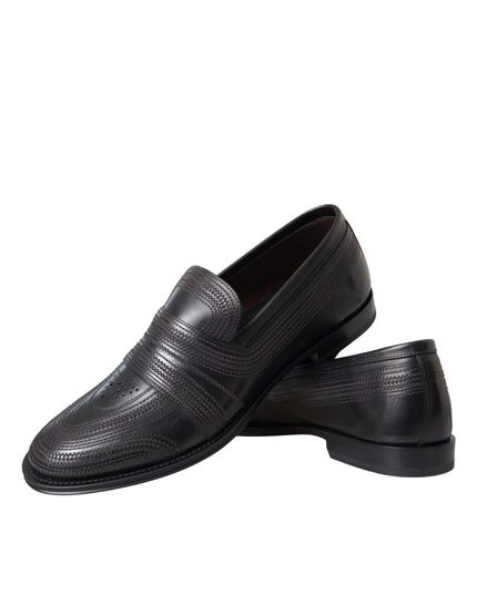 Dolce & Gabbana Black Brown Leather Loafer Men Dress Shoes