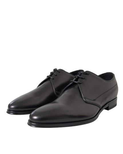 Dolce & Gabbana Black Leather Derby Formal Dress Men Shoes