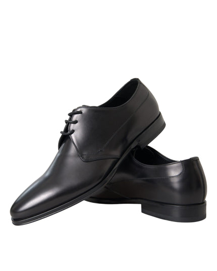 Dolce & Gabbana Black Leather Derby Formal Dress Men Shoes