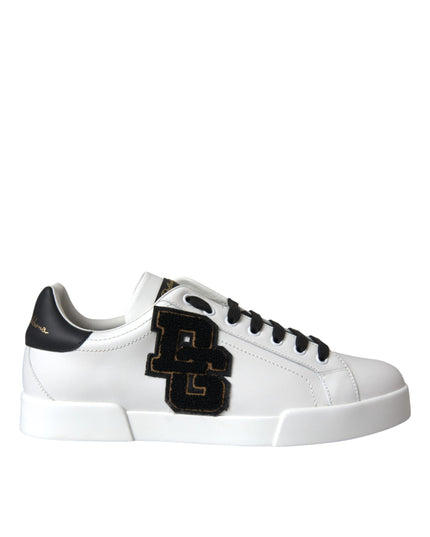 Dolce & Gabbana White Leather DG Logo Casual Low Top Sneakers Shoes