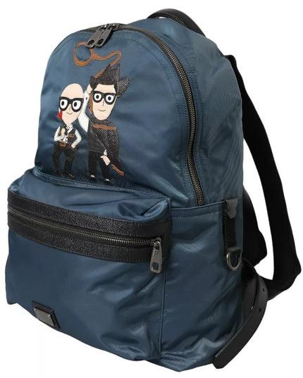 Dolce & Gabbana Blue Nylon #DGFamily Patch Men Backpack Bag