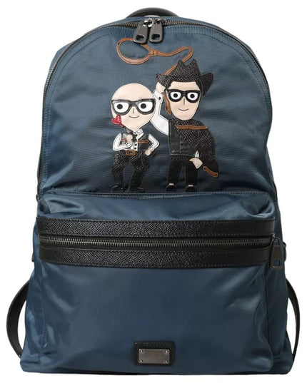 Dolce & Gabbana Blue Nylon #DGFamily Patch Men Backpack Bag