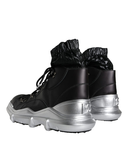 Dolce & Gabbana Black Nylon Galileo High Top Sneakers Shoes