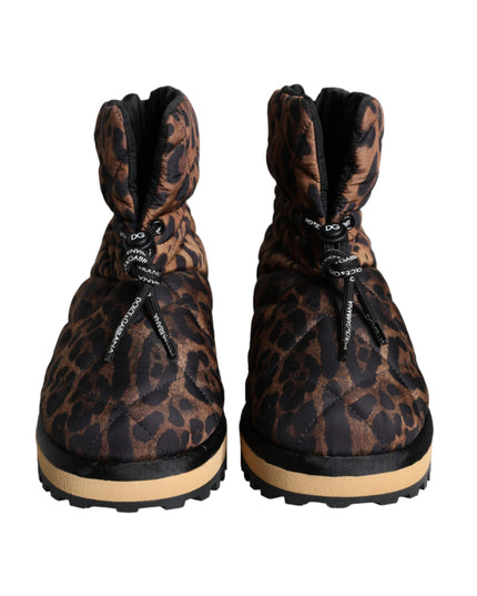 Dolce & Gabbana Brown Leopard Ankle Boots Padded Shoes