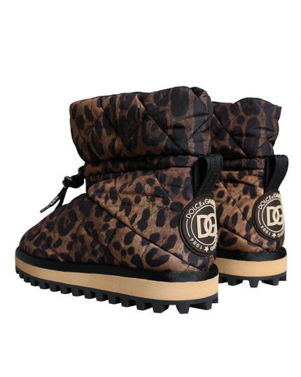 Dolce & Gabbana Brown Leopard Ankle Boots Padded Shoes