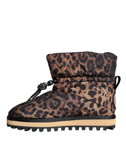 Dolce & Gabbana Brown Leopard Ankle Boots Padded Shoes