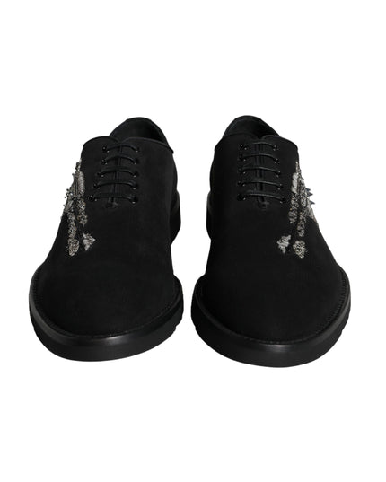 Dolce & Gabbana Black Suede Sicilia Lace Up Formal Shoes