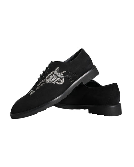 Dolce & Gabbana Black Suede Sicilia Lace Up Formal Shoes