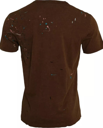 Dolce & Gabbana Brown Color Splash Cotton Crew Neck T-shirt