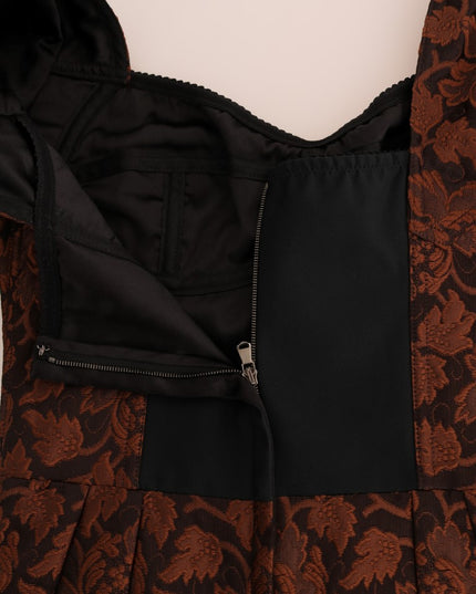 Dolce & Gabbana Black Brown Floral Brocade A-Line Dress